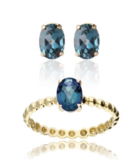 Conjunto "Candy" Oro 18k y Topacios London Blue