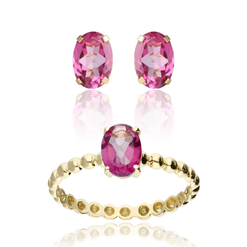 Conjunto "Candy" Oro 18k y Topacio Rosa de Francia