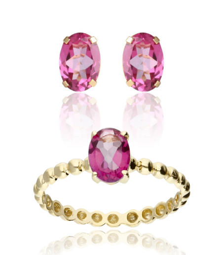 Conjunto "Candy" Oro 18k y Topacio Rosa de Francia