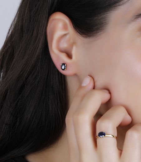 PENDIENTES "TOKIO" ORO 18K Y ZAFIROS NATURALES