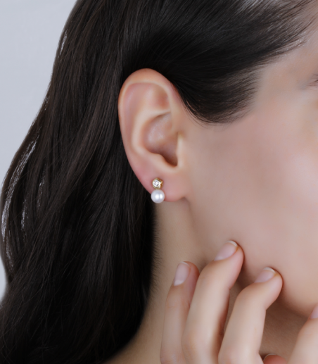 Pendientes Oro 18 k Perlas cultivadas "Tú y yo"