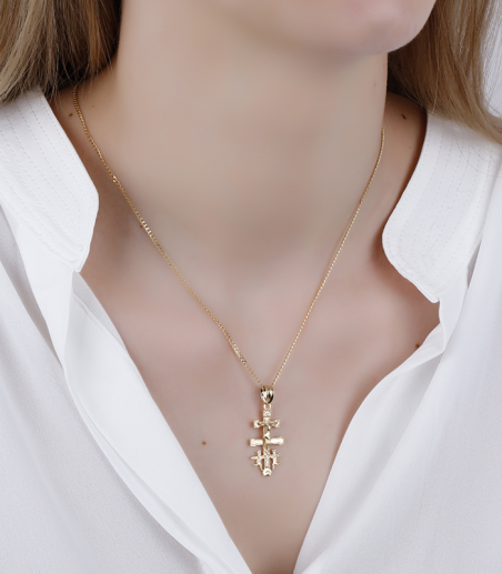 Colgante cruz Oro 18k 32mm "Caravaca"