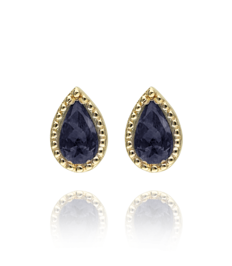 PENDIENTES "BINDI" ORO 18K Y ZAFIROS NATURALES