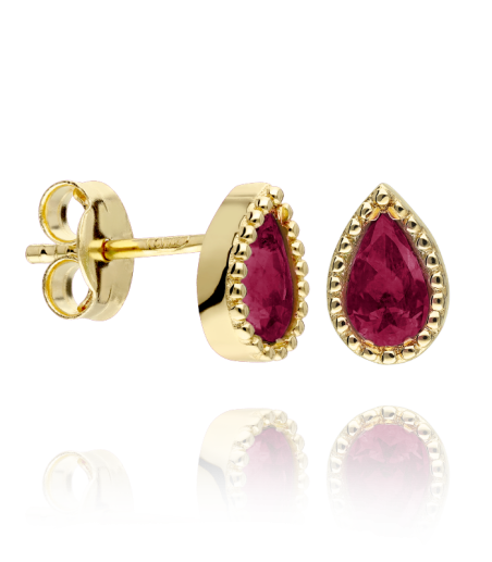 PENDIENTES "BINDI" ORO 18K Y RUBIES NATURALES