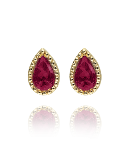 PENDIENTES "BINDI" ORO 18K Y RUBIES NATURALES