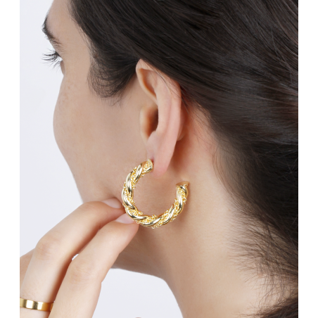 Aros Plata primera ley baño Oro 18k "Katea"