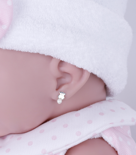 Pendientes Plata y perlas "Mi osito Flekis"