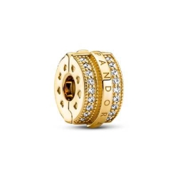 CHARM CLIP PANDORA CON LOGO Y PAVÉ BRILLANTE 769042C01
