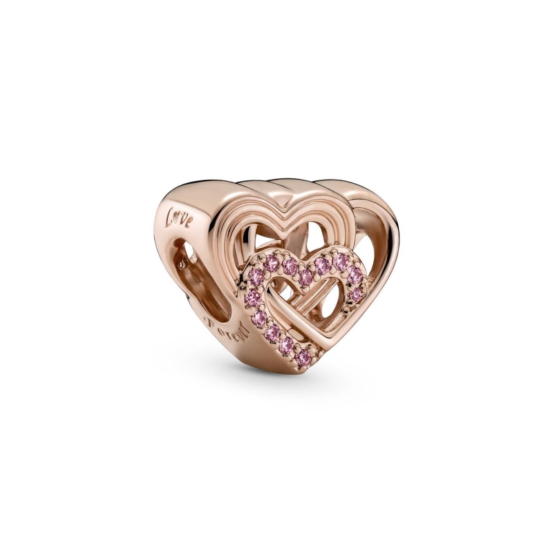 Charm Pandora Rosa "Corazones entrelazados" 789529C01 Charm Pandora Rosa "Corazones entrelazados" 789529C01