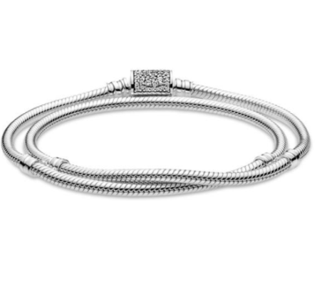 PULSERA PANDORA MOMENTS DOBLE CADENA Y CIERRE DE BARRIL 599544C01