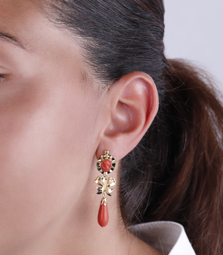 PENDIENTES "PILAR" ORO 18K CORAL NATURAL