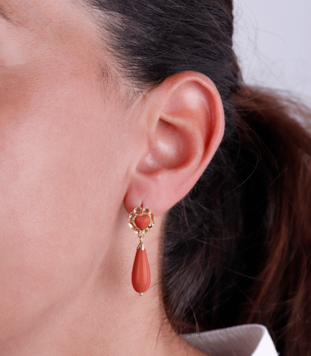 PENDIENTES "ISABEL" ORO 18K Y CORAL