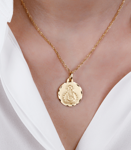 MEDALLA VIRGEN DE LA CABEZA ORO 18K 22MM (TODO OK. ACTIVAR!!!!)