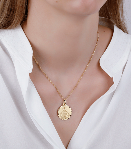 MEDALLA VIRGEN DE LA CABEZA ORO 18K 22MM (TODO OK. ACTIVAR!!!!)