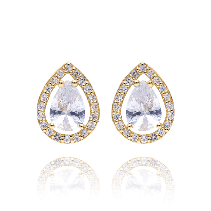 Pendientes "Lágrimas" Oro 18k  y circonitas