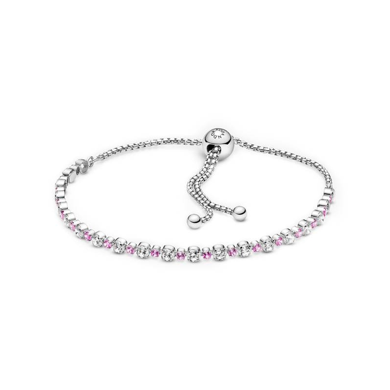 PULSERA PANDORA ROSA Y TRANSPARENTE BRILLANTE 599377C02