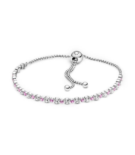 PULSERA PANDORA ROSA Y TRANSPARENTE BRILLANTE 599377C02