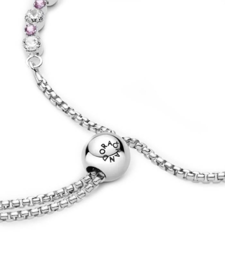 PULSERA PANDORA ROSA Y TRANSPARENTE BRILLANTE 599377C02