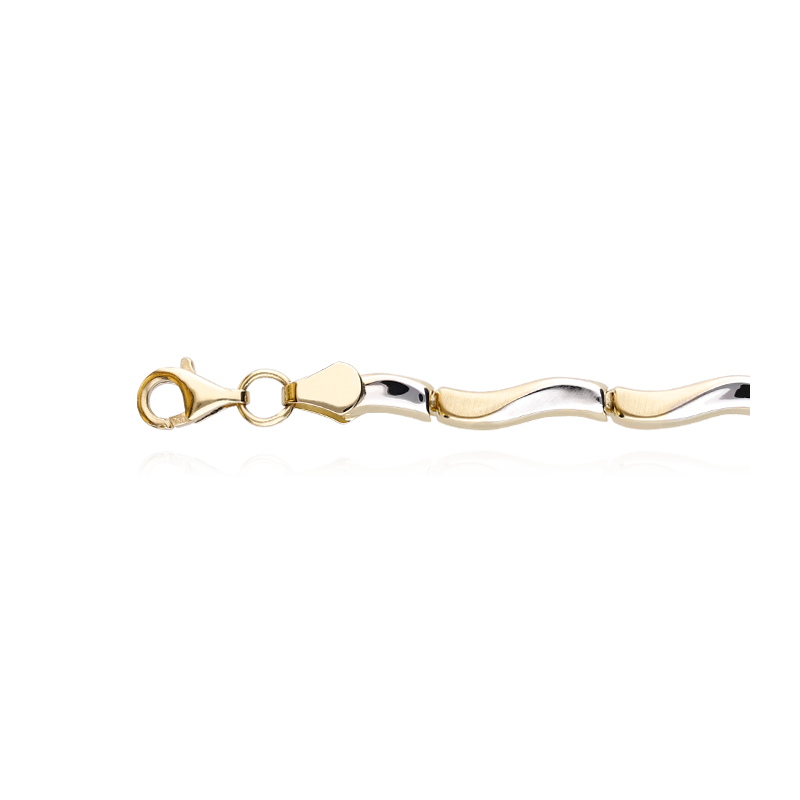 Pulsera Oro Bicolor 18k Rombos Mate Y Brillo | Alda
