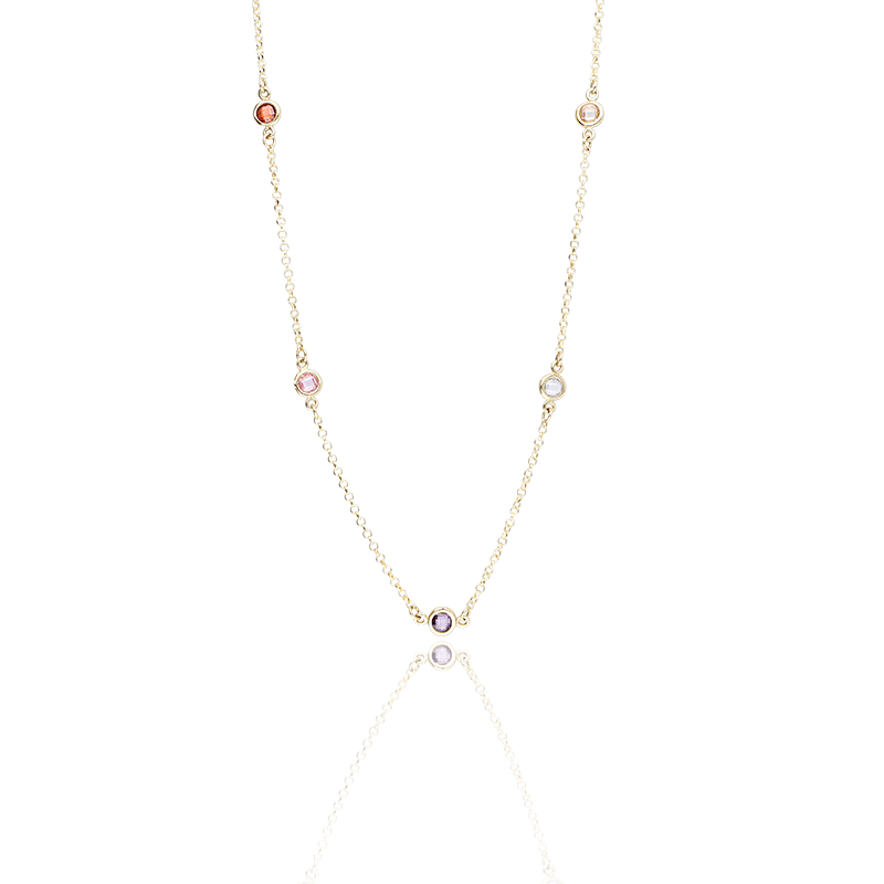 COLLAR EN PLATA DE LEY CON BAÑO DE ORO Y PIEDRAS DE COLORES