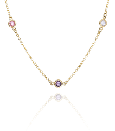 COLLAR EN PLATA DE LEY CON BAÑO DE ORO Y PIEDRAS DE COLORES
