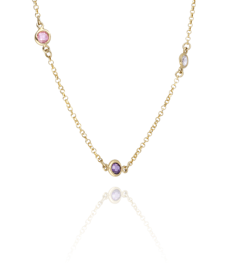 COLLAR EN PLATA DE LEY CON BAÑO DE ORO Y PIEDRAS DE COLORES