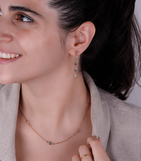 COLLAR EN PLATA DE LEY CON BAÑO DE ORO Y PIEDRAS DE COLORES