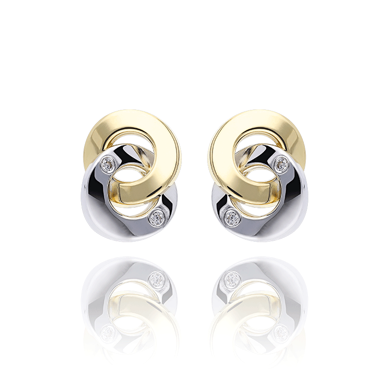 PENDIENTES "ANAU" ORO BICOLOR 18K Y CIRCONITAS