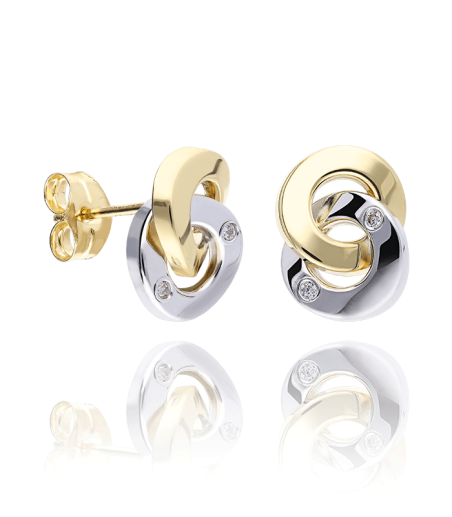 PENDIENTES "ANAU" ORO BICOLOR 18K Y CIRCONITAS