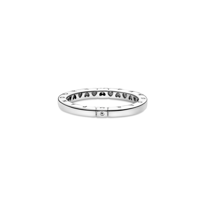 Anillo Pandora en Plata de ley Logo y Corazones 199482C01