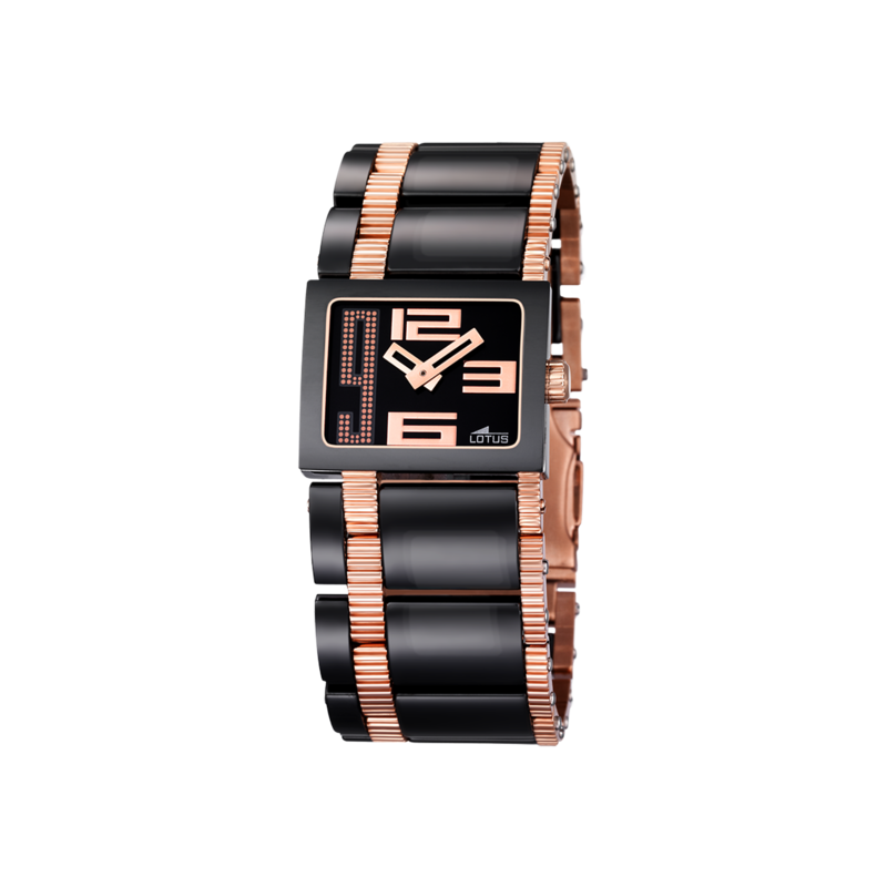 RELOJ LOTUS 15598/2 NEGRO CORREA DE ACERO, MUJER