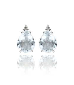 Pendientes Oro 18k aguamarina y diamantes 0.05cts "Skhirat"