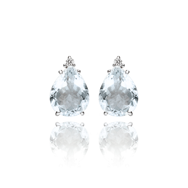 Pendientes Oro 18k aguamarina y diamantes 0.05cts "Skhirat"
