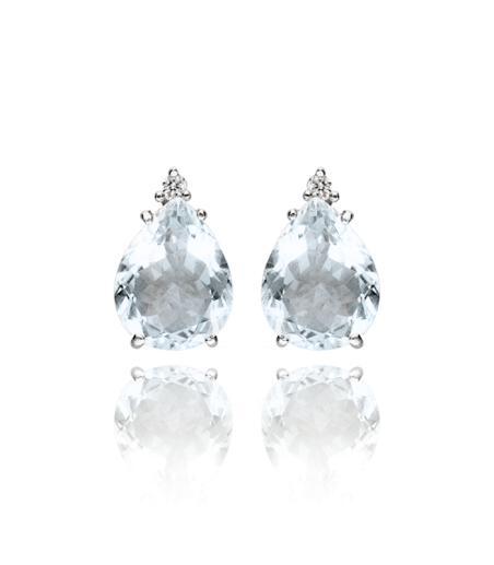 Pendientes Oro 18k aguamarina y diamantes 0.05cts "Skhirat"