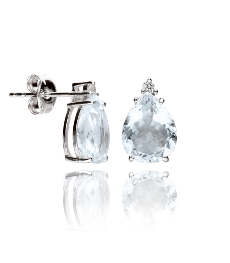 Pendientes Oro 18k aguamarina y diamantes 0.05cts "Skhirat"