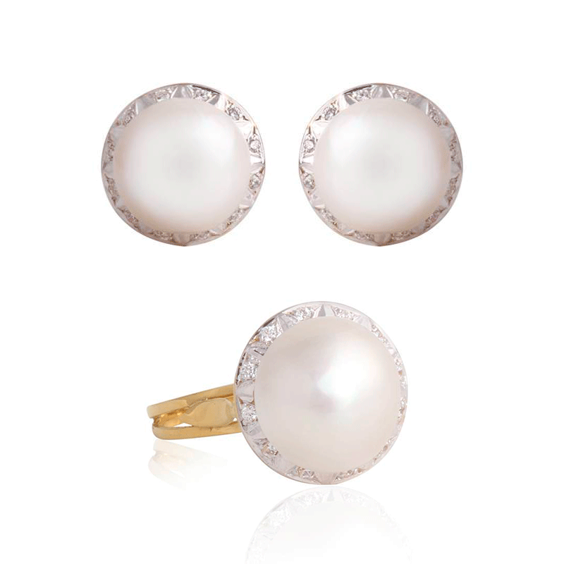 Anillo Pearl oro 18k y circonitas