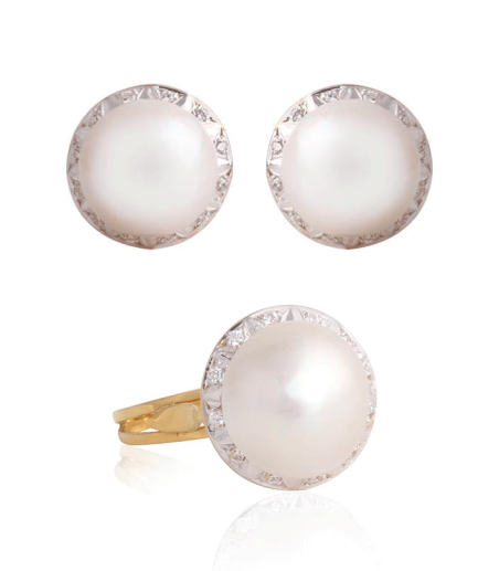 Anillo Pearl oro 18k y circonitas