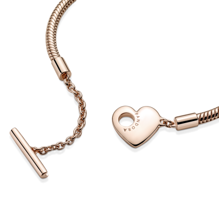 PULSERA PANDORA MOMENTS ROSE CIERRE "T" CORAZÓN 589285C00