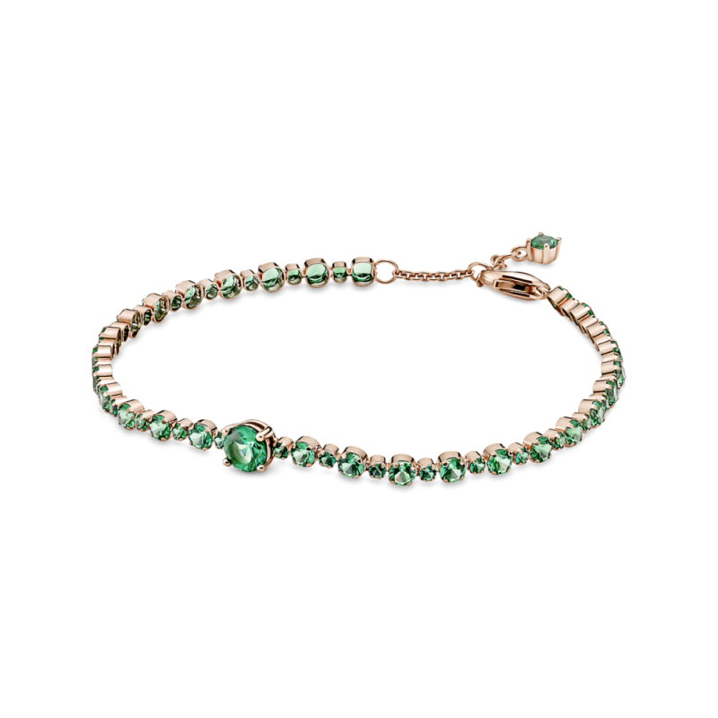 PULSERA PANDORA ROSE CON CRISTALES VERDES 580044C01