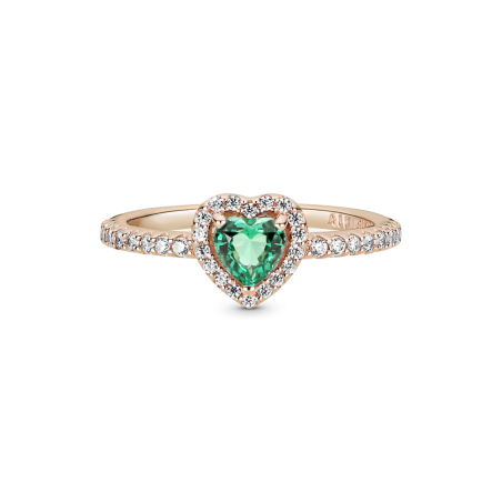 ANILLO PANDORA ROSE CORAZÓN CRISTAL BILLANTE VERDE 188421C03