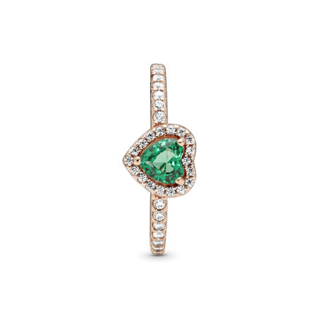 ANILLO PANDORA ROSE CORAZÓN CRISTAL BILLANTE VERDE 188421C03