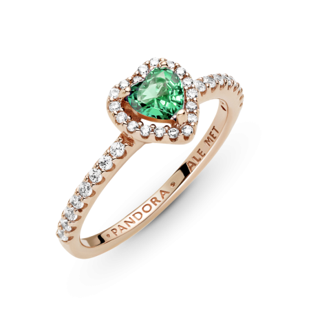 ANILLO PANDORA ROSE CORAZÓN CRISTAL BILLANTE VERDE 188421C03