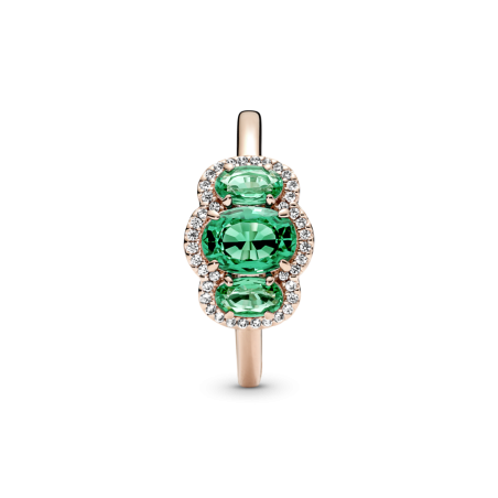 ANILLO PANDORA VINTAGE ROSE TRES PIEDRAS VERDES 180057C01