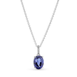 COLLAR PANDORA HALO BRILLANTE CRISTAL AZUL 390055C01