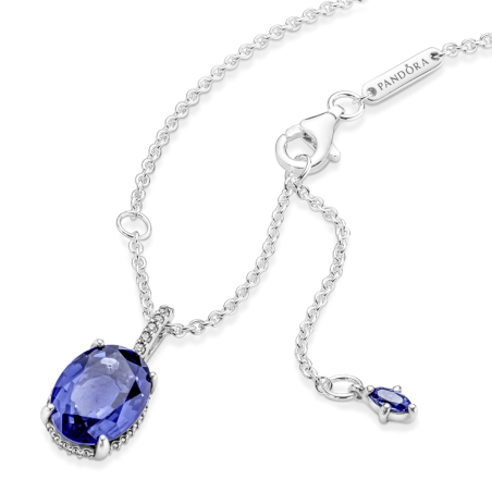 COLLAR PANDORA HALO BRILLANTE CRISTAL AZUL 390055C01