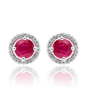 PENDIENTES "COLOR LIFE" ORO BLANCO 18K RUBIES Y CIRCONITAS