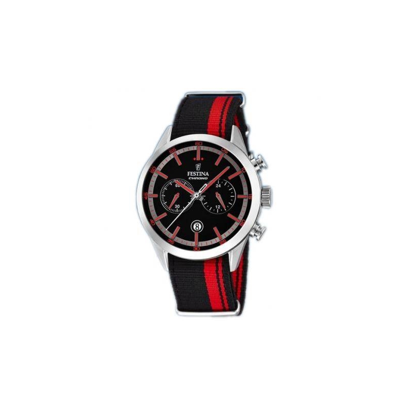 RELOJ FESTINA HOMBRE CORREA NEGRA Y ROJA TELA F16827/4