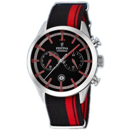 RELOJ FESTINA HOMBRE CORREA NEGRA Y ROJA TELA F16827/4