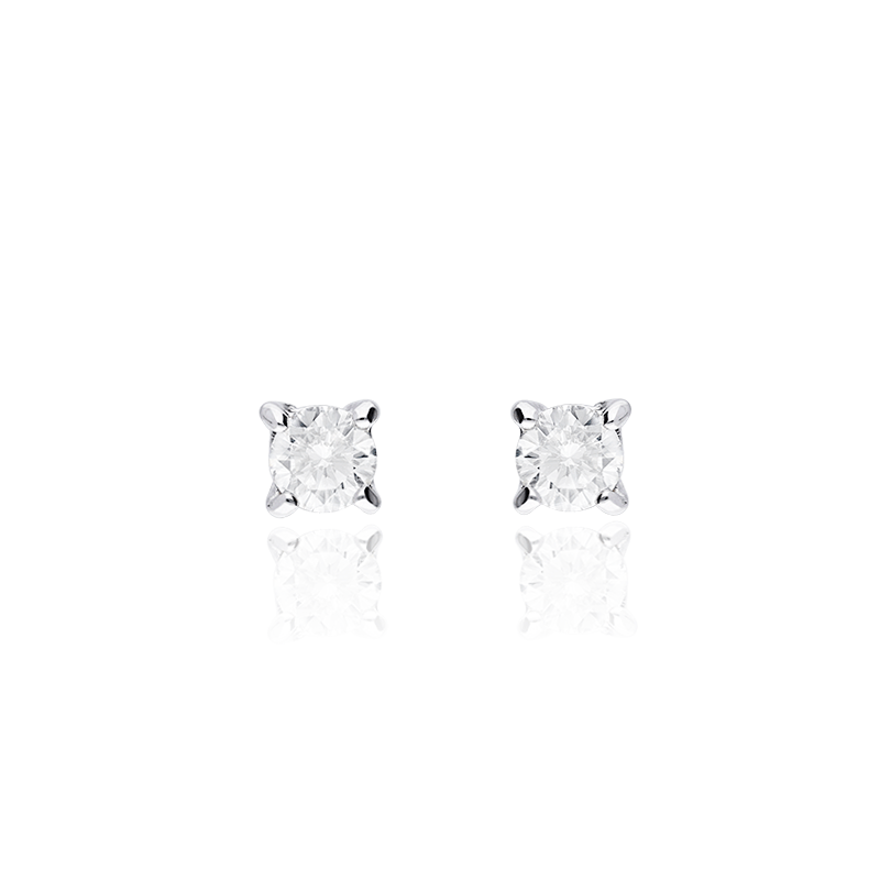 PENDIENTES "CROTONE" ORO BLANCO 18K Y DIAMANTES 0.10 CTS