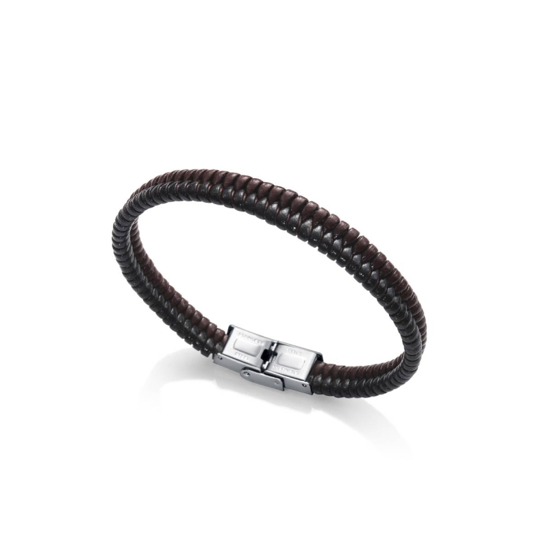 PULSERA VICEROY MAGNUM DE ACERO TRENZADO NEGRA Y MARRÓN 75282P01011